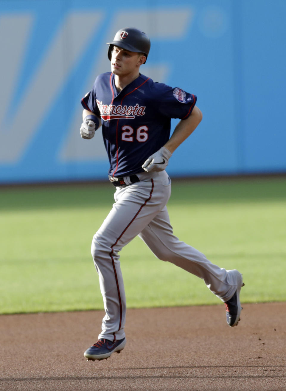 Minnesota Twins' Max Kepler runs the bases after hitting a solo home run off Cleveland Indians starting pitcher Trevor Bauer during the first inning of a baseball game Thursday, June 6, 2019, in Cleveland. (AP Photo/Tony Dejak)
