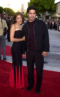 Esai Morales and gal at the Westwood premiere of Paramount's Lara Croft: Tomb Raider