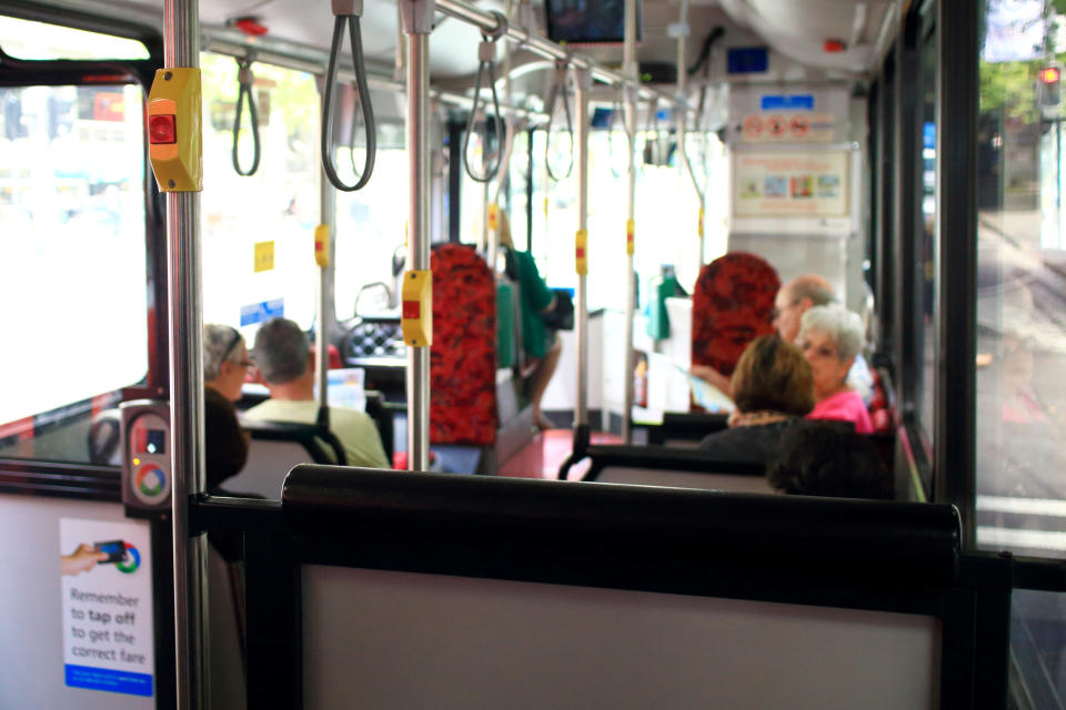 Pictured: Sydney public bus with Opal card reader. Image: Getty