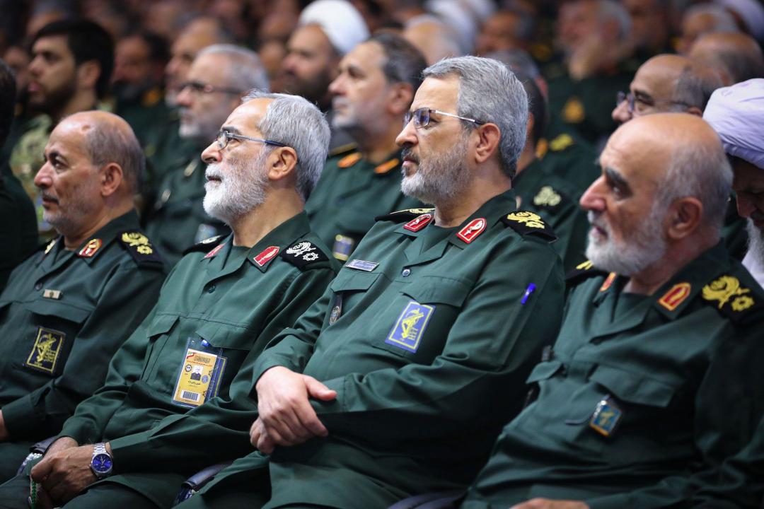 Tehran, Iran. 18th Aug, 2023. The high-ranking commanders and members of Iran's Islamic Revolution Guards Corps (IRGC) attend during a meeting with the Iranian president. The Islamic Revolutionary Guard Corps, also called Sepah or Pasdaran, is a multi-service primary branch of the Iranian Armed Forces. It was officially established by Ruhollah Khomeini as a military branch in May 1979, in the aftermath of the Islamic Revolution. Whereas the Iranian Army protects the country's sovereignty in a traditional capacity, the IRGC's constitutional mandate is to ensure the integrity of the Islamic Rep