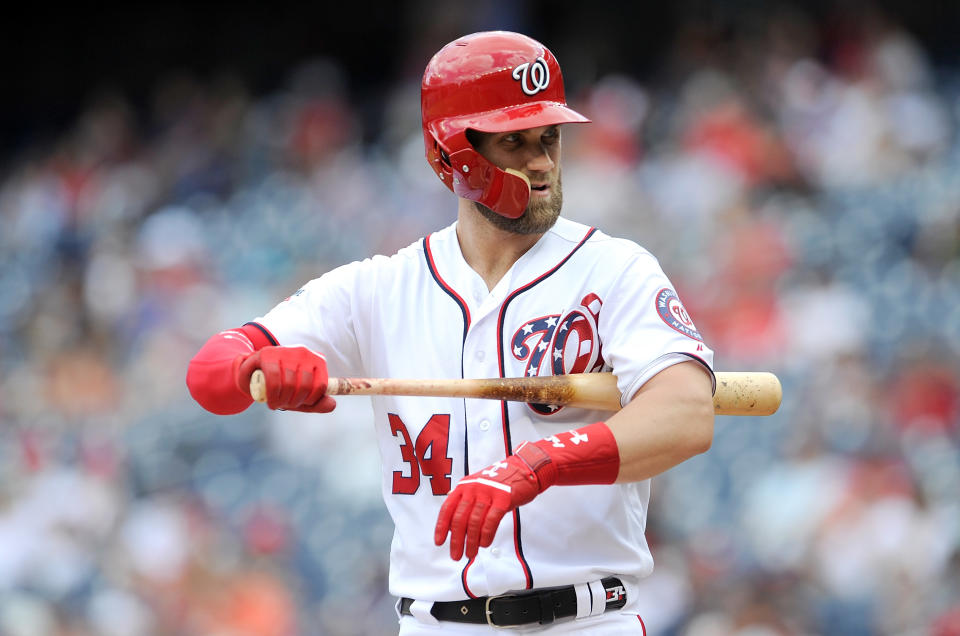 Bryce Harper made his mark in Washington. (Photo by G Fiume/Getty Images)