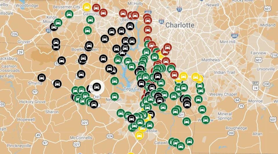 A commute map of popular routes in the south Charlotte region.