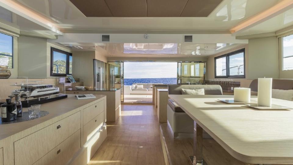 Galley and dining area - Credit: Courtesy Silent Yachts