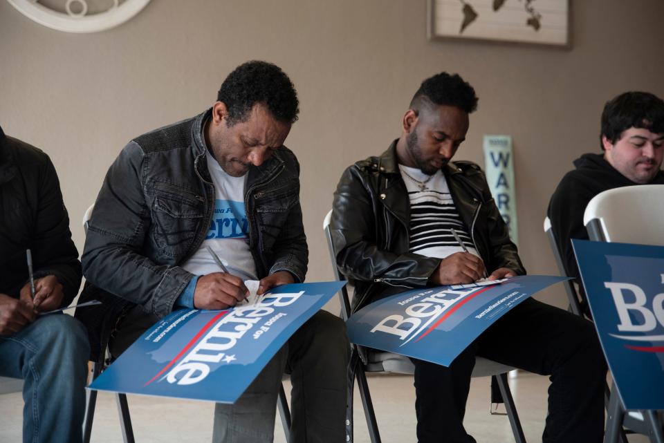 Fifteen Wapello County-area Democrats came to satellite-caucus on Feb. 3, 2020 at the UFCW Local 230 Union in Ottumwa. Upon first alignment, 14 caucusgoers stood for Democratic presidential candidates U.S. Sen. Bernie Sanders of Vermont and one for U.S. Sen. Elizabeth Warren of Massachusetts.