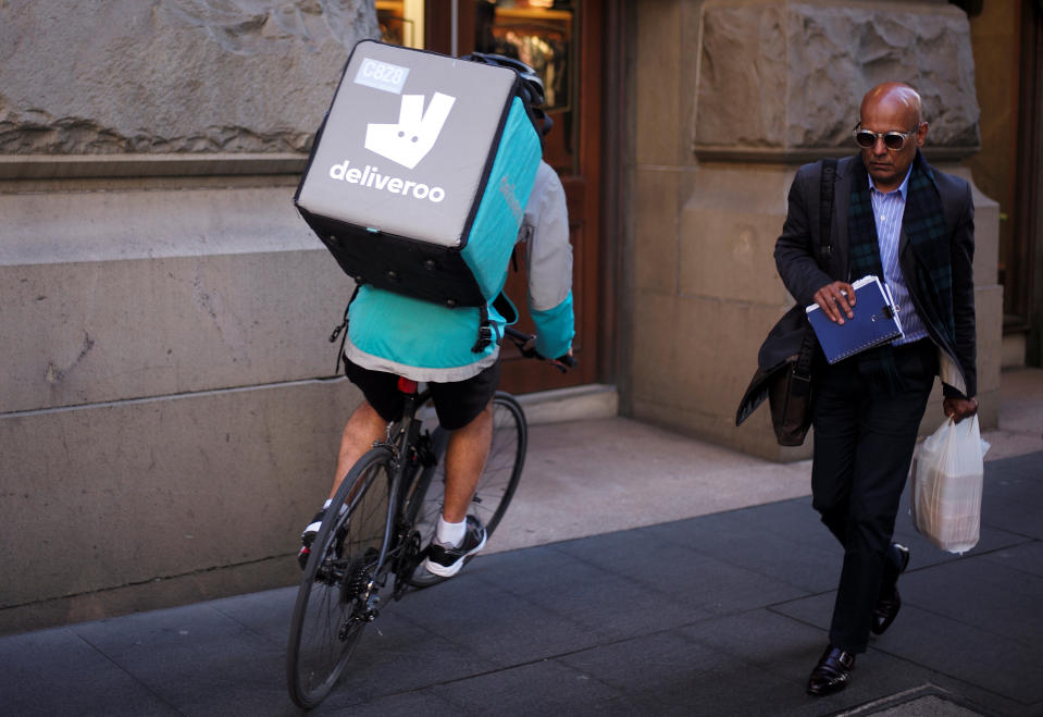 Deliveroo riders are classified as self-employed so miss out on some basic working rights (REUTERS/Jason Reed)