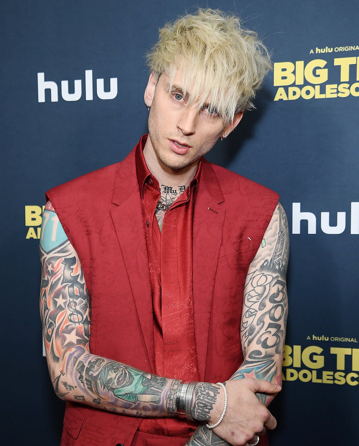 Machine Gun Kelly attends the premiere of "Big Time Adolescence" at Metrograph on March 05, 2020 in New York City.