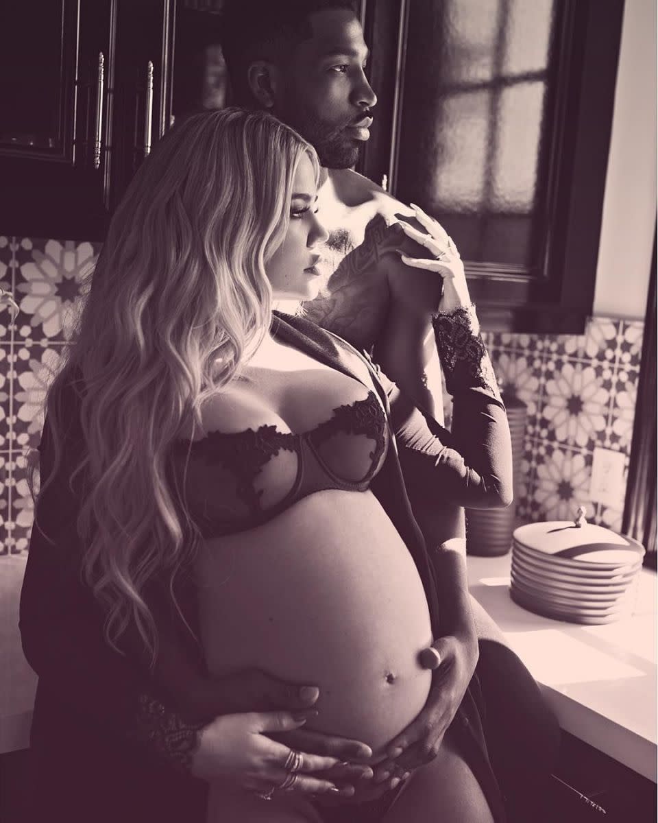 This is the first child together for Khloe and Tristan. Source: Sasha Samsonova / Instagram: khloekardashian