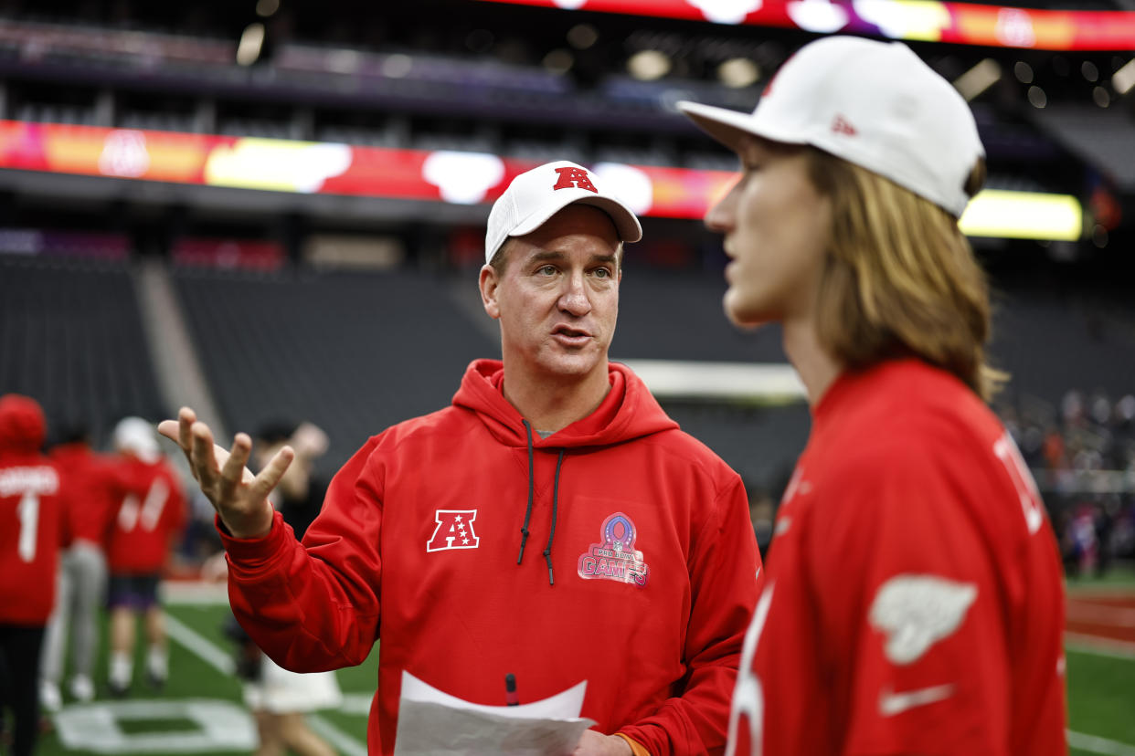 Peyton Manning is looking to cast his next three quarterback subjects. (Photo by Michael Owens/Getty Images)