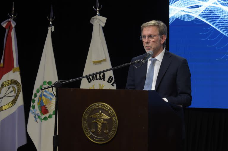 El secretario de Agricultura, Juan José Bahillo, en la Bolsa de Comercio de Rosario (BCR)