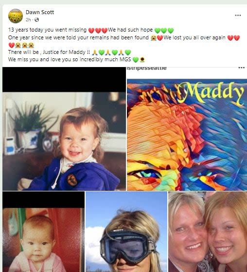 Madison Scott’s family posted a loving message on the “Justice for Maddy” Facebook page in May 2024. 