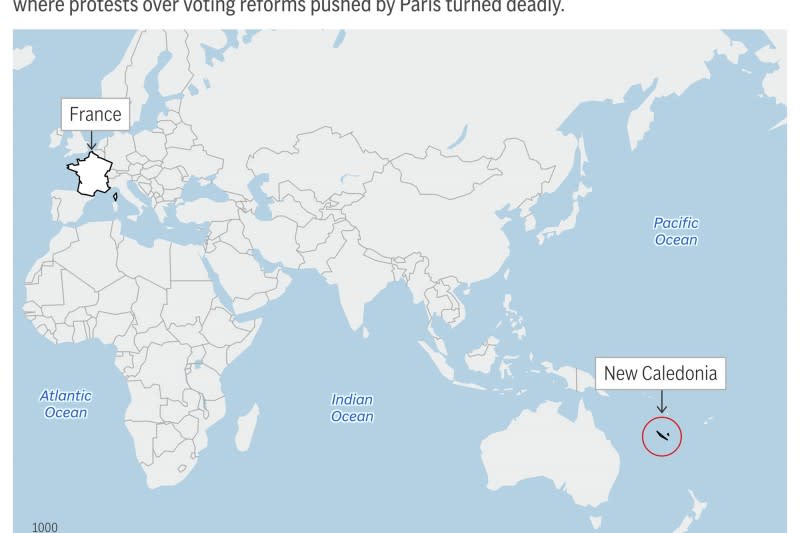 <cite>法國太平洋地區屬地新喀里多尼亞位置圖。（AP）</cite>