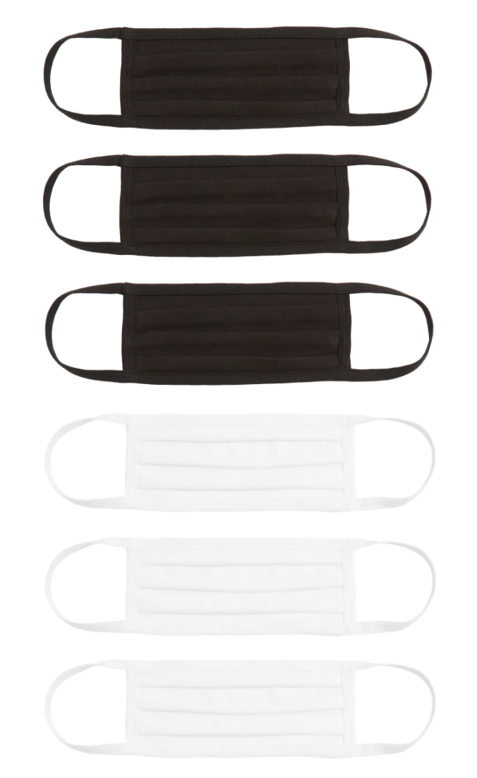 Nordstrom 6-Pack Adult Pleated Cotton Face Masks