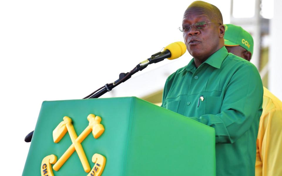 Tanzania's President John Magufuli addresses his supporters during his Presidential campaign rally - REUTERS