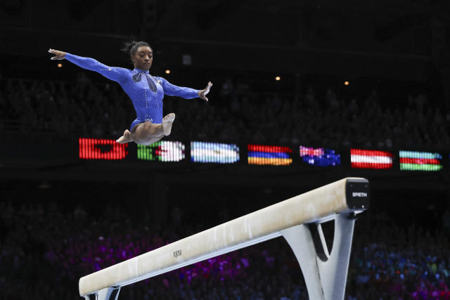 Simone Biles wins 6th all-around title at worlds to become most