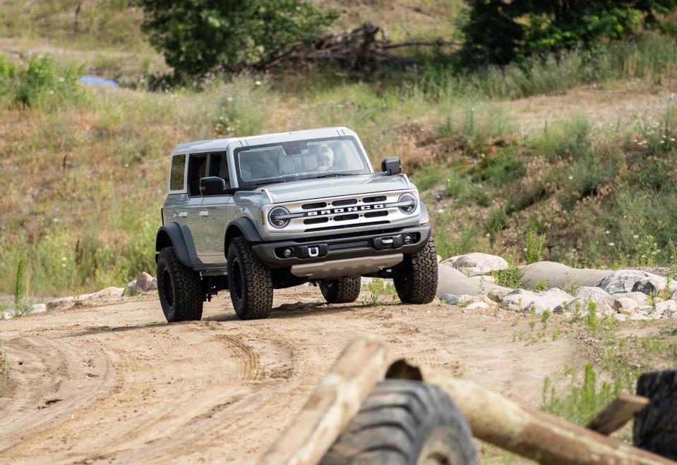 The front of a Ford Bronco 4-door is seen in Holly on July 10, 2020.