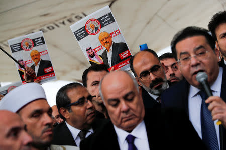 FILE PHOTO: People attend a symbolic funeral prayer for Saudi journalist Jamal Khashoggi at the courtyard of Fatih mosque in Istanbul, Turkey November 16, 2018. REUTERS/Murad Sezer/File Photo