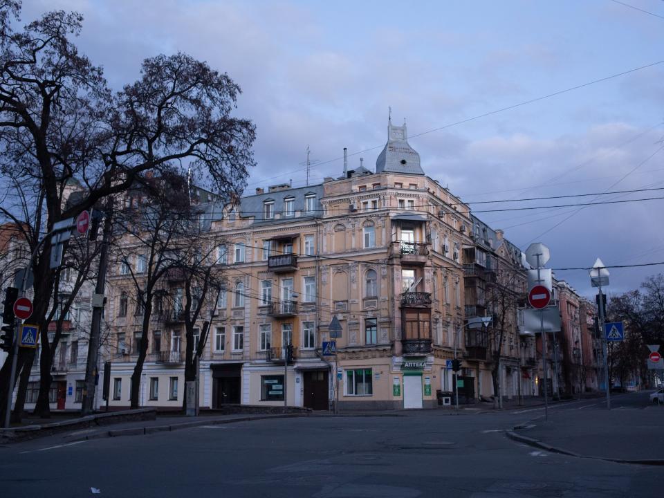 Streets were empty during the curfew in Kyiv.