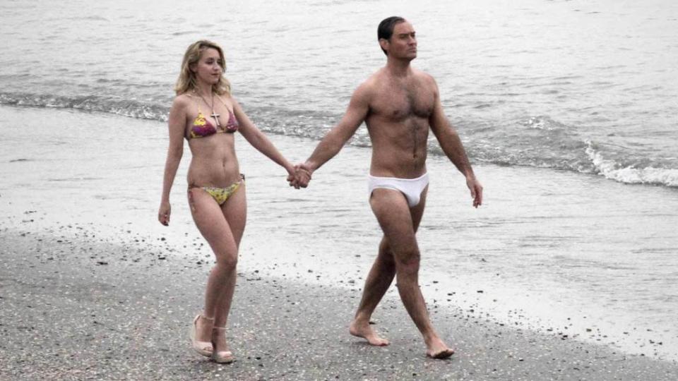 <p>Jude Law disrobed to his tighty-whities on set … and holy cow does he look good! The actor was seen Monday on the beach in Venice wearing nothing but his underwear while filming scenes for “The New Pope.” Law held hands with his bikini-clad co-star Ludivine Sagnier, who sported a very large cross around her neck. […]</p> <p>The post <a rel="nofollow noopener" href="https://theblast.com/jude-law-underwear-new-pope/" target="_blank" data-ylk="slk:Jude Law Ditches His Papal Robes For Undies While Filming ‘The New Pope’;elm:context_link;itc:0;sec:content-canvas" class="link ">Jude Law Ditches His Papal Robes For Undies While Filming ‘The New Pope’</a> appeared first on <a rel="nofollow noopener" href="https://theblast.com" target="_blank" data-ylk="slk:The Blast;elm:context_link;itc:0;sec:content-canvas" class="link ">The Blast</a>.</p>
