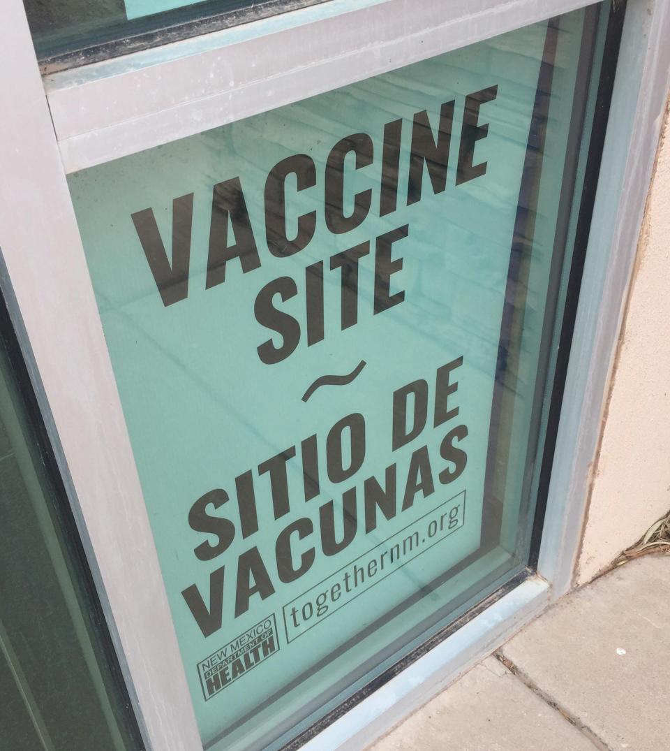 A sign at the Eddy County Public Health Office in Artesia reminds people it is a COVID-19 vaccination site. Vaccinations are also offered in Carlsbad.