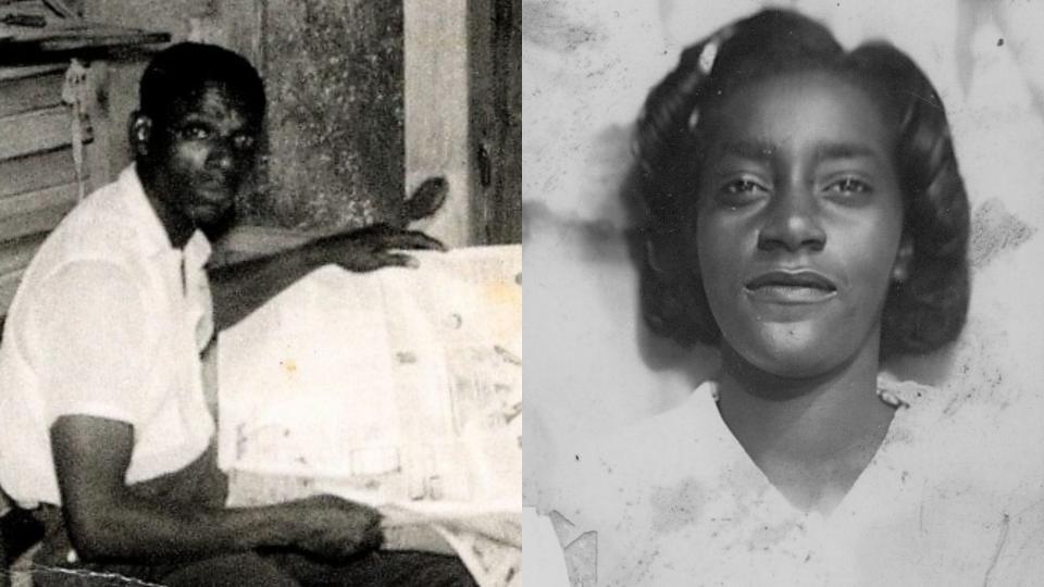 Left: Cleovis Whiteside in 1955 at 34 years old. Right: Arwilda Whiteside in 1945 at 20 years old. The pair married on July 24, 1939 and were honored in September 2023 after 84 years of marriage.