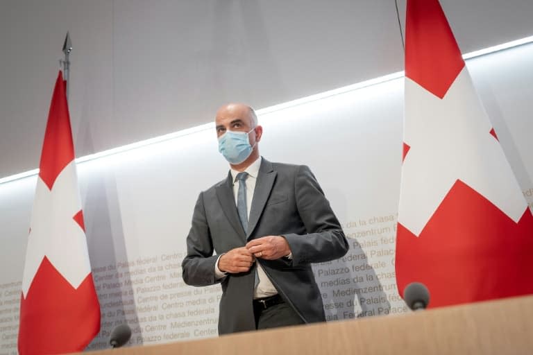 Le ministre de l'Intérieur et de la Santé suisse Alain Berset le 26 mai 2021 lors d'une conférence de presse à Berne - Fabrice COFFRINI © 2019 AFP