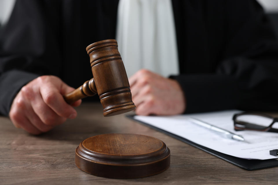 A judge banging a gavel