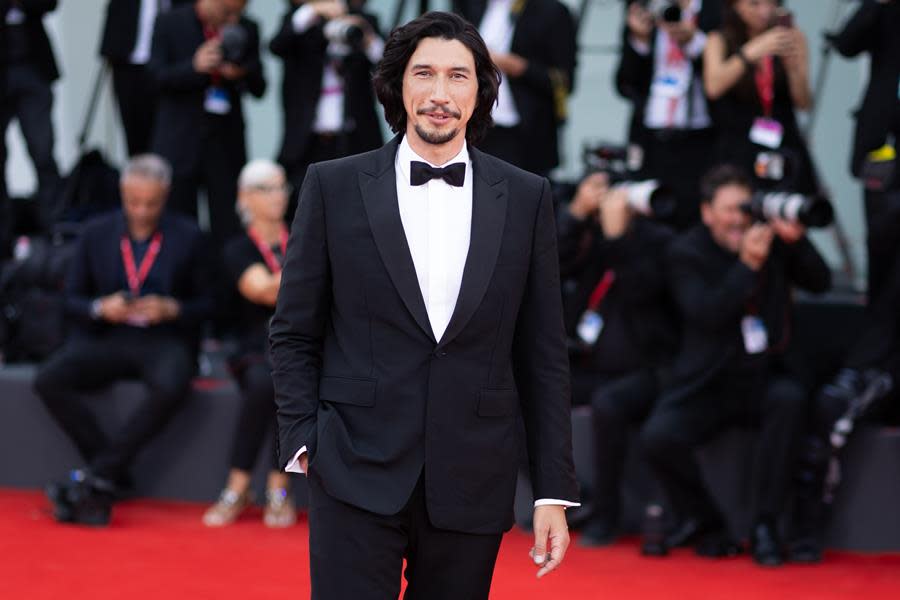 Adam Driver looking chipper at the “Ferrari” world premiere during the 80th Venice International Film Festival. (Getty Images)