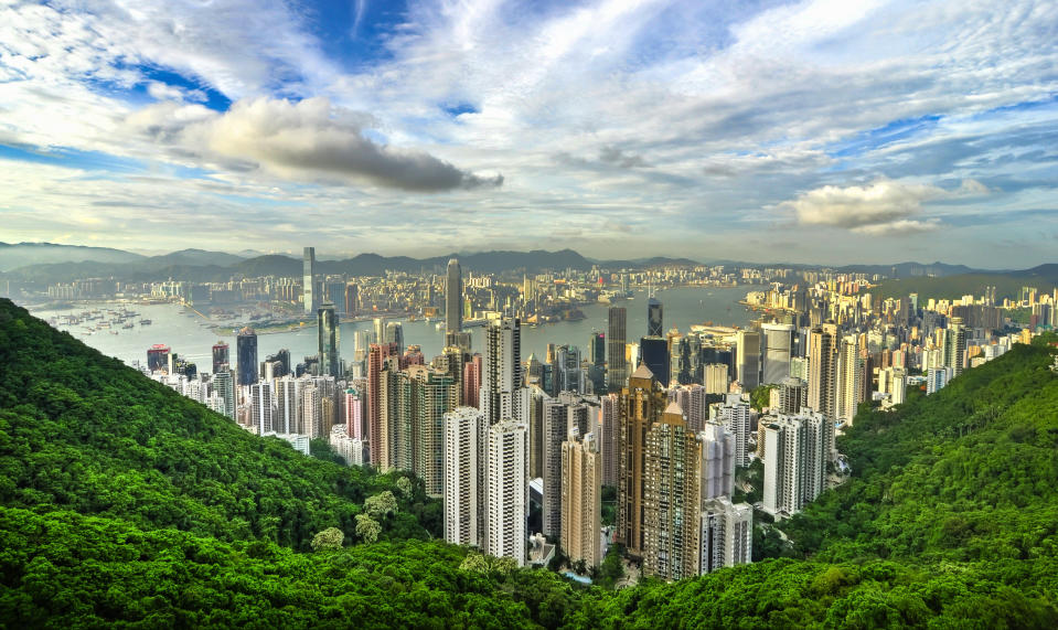 Sunset vista of Hong Kong from Victoria Peak.