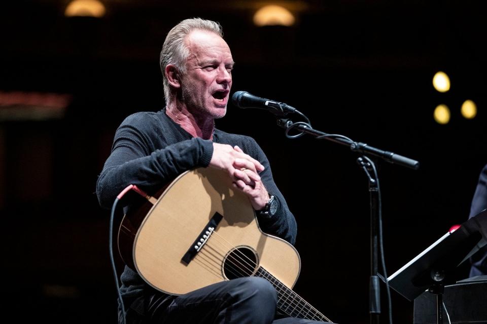 British singer and songwriter Sting performs March 2 at the amfAR's third annual Palm Beach Gala.