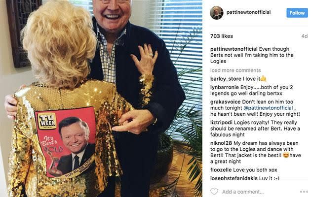 Patti took Bert to the Logies...kind of! Source: Instagram