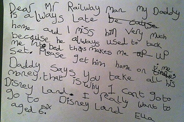 Six-year-old girl pleads with rail bosses to improve services so that she can see her dad