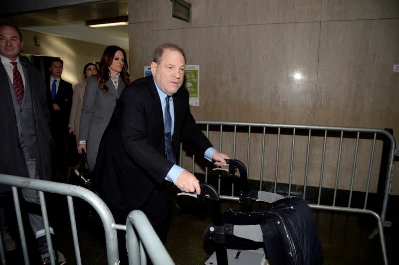 Film producer Harvey Weinstein arrives in New York State Supreme Court in the Manhattan borough of New York