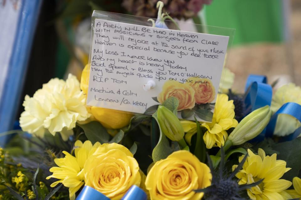 Tributes to Thomas O’Halloran left in Greenford (Kirsty O’Connor/PA) (PA Wire)