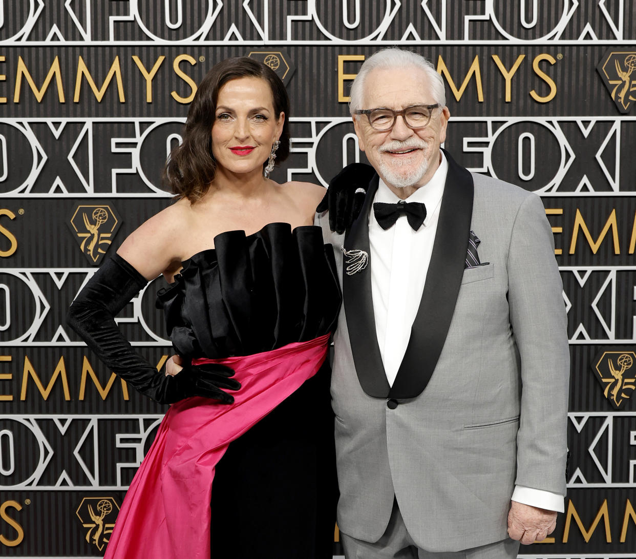 LOS ANGELES, CALIFORNIA - JANUARY 15: (L-R) Nicole Ansari-Cox and Brian Cox attend the 75th Primetime Emmy Awards at Peacock Theater on January 15, 2024 in Los Angeles, California. (Photo by Frazer Harrison/Getty Images)