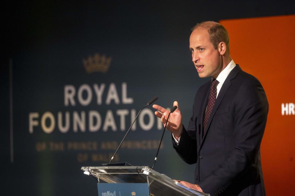 Britain's Prince William speaks at the United for Wildlife (UfW) Global Summit at the Science Museum in London, Tuesday, Oct. 4 2022. (Paul Grover/Pool Photo via AP)