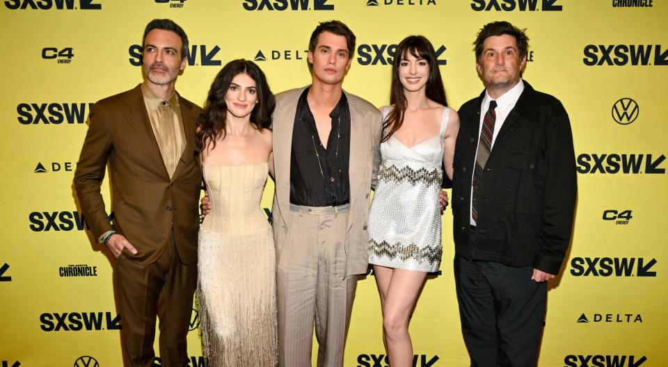 Reid Scott, Ella Rubin, Nicholas Galitzine, Anne Hathaway and Michael Showalter at the 'The Idea of You' premiere as part of SXSW 2024 Conference and Festivals held at the Paramount Theatre on March 16, 2024 in Austin, Texas. (Photo by Michael Buckner/SXSW Conference & Festivals via Getty Images)