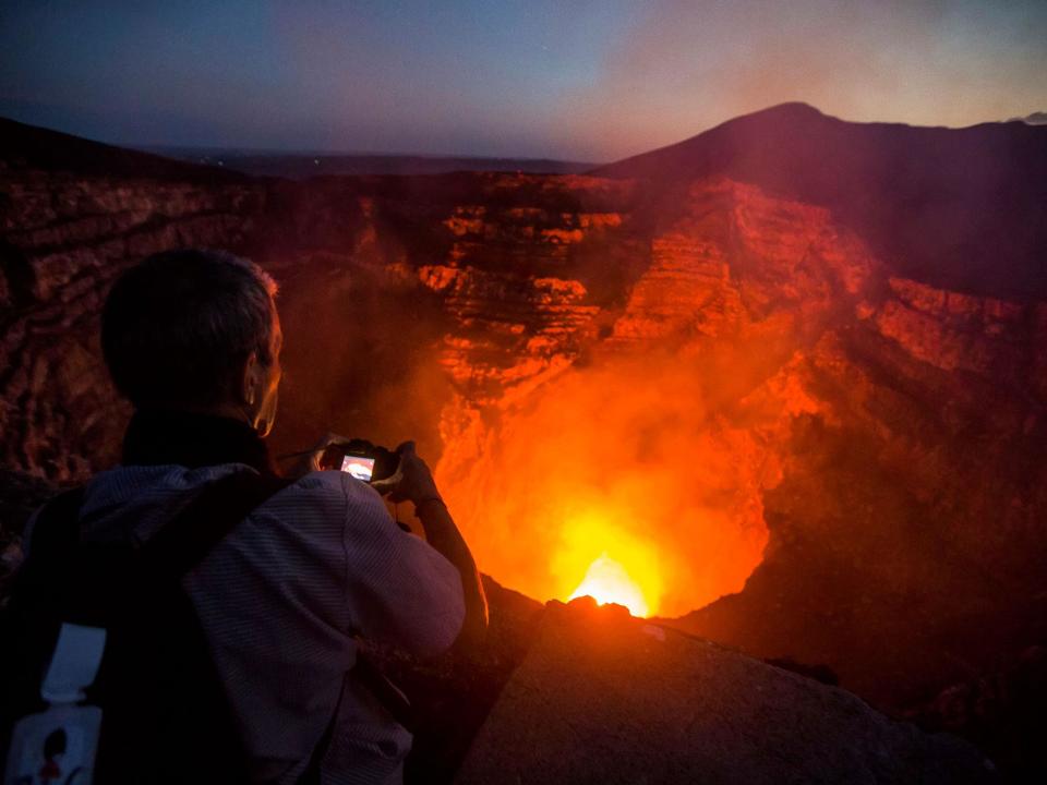 Rodolfo Alvarez and Adriac Valladares fell into the crater of the Masaya Volcano after their rope broke: INTI OCON/AFP/Getty Images