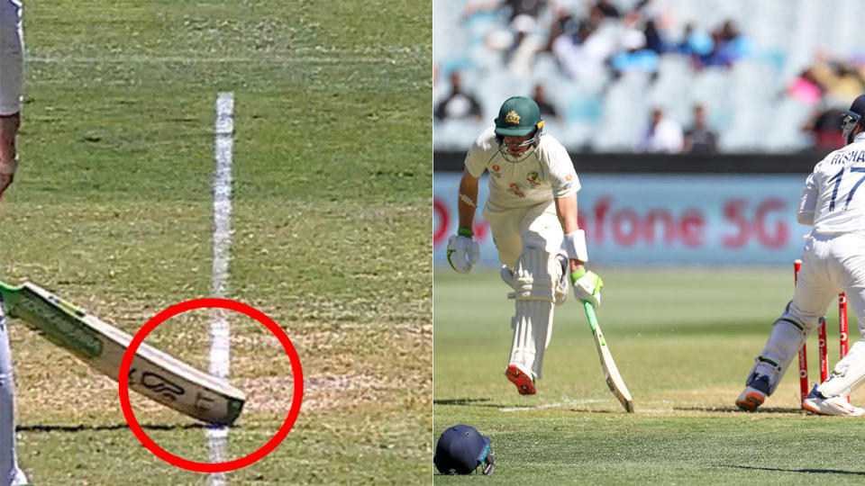 Pictured here, the incident that saw Tim Paine survive a run-out dismissal against India.