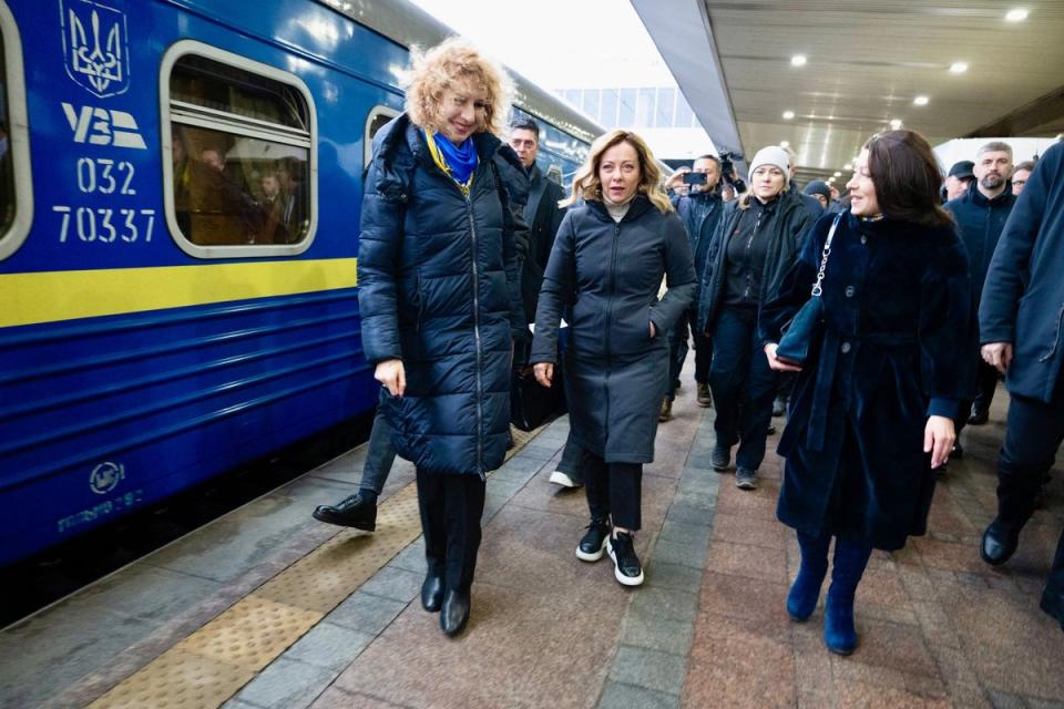 Italian prime minister Giorgia Meloni arriving in Kyiv (Palazzo Chigi press office/AFP v)