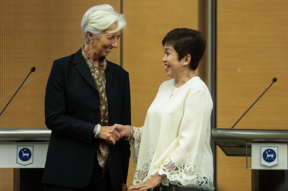 International Monetary Fund managing director Christine Lagarde (left) and Bank Negara governor Datuk Nor Shamsiah Mohd Yunus at a press conference in Sasana Kijang June 24,2019. — Picture by Ahmad Zamzahuri