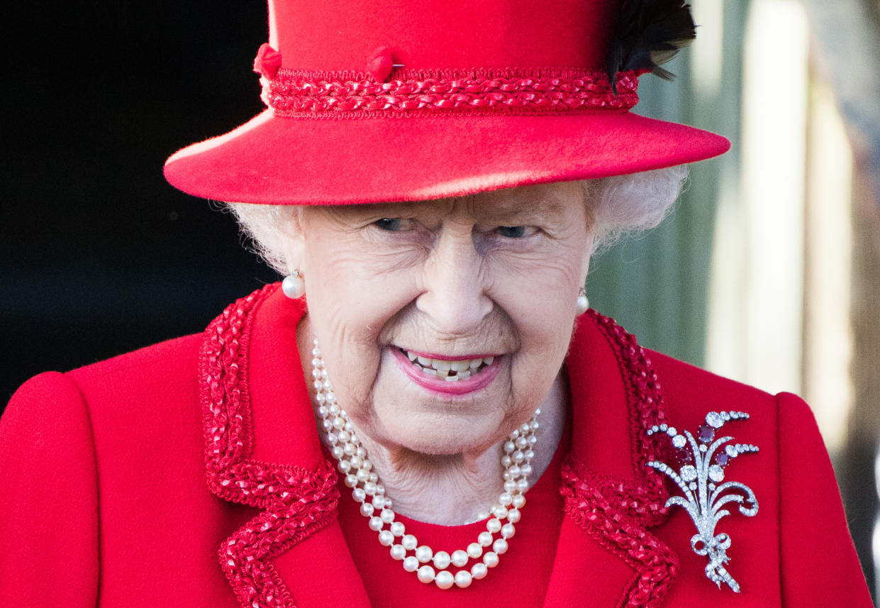 KING'S LYNN, ENGLAND - DECEMBER 25: Queen Elizabeth II attends the Christmas Day Church service at Church of St Mary Magdalene on the Sandringham estate on December 25, 2019 in King's Lynn, United Kingdom. (Photo by Pool/Samir Hussein/WireImage)