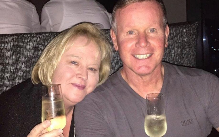 Lorraine Campbell, pictured with husband Neil, was staying at the Cinnamon Grand Hotel when she was killed by a bomb attack in Sri Lanka - PA