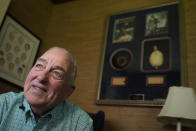 Charlie Russo speaks during an interview at his home Tuesday, March 26, 2024, in Savannah, Ga. Russo had an unbelievable view of Hank Aaron's record-breaking 715th home run. Fifty years later, he's ready to share it with the world. (AP Photo/John Bazemore)