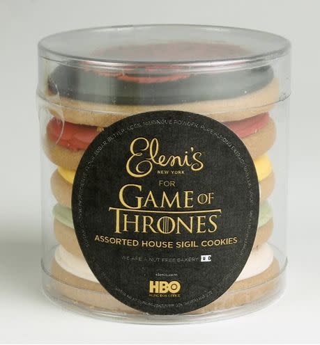 "Everyone wants a taste of power. It’s the reason wars are waged and thrones are overtaken. Though power probably tastes a bit like blood, sweet, and freedom, the Game of Thrones House Sigil Mini Cookies taste significantly more delicious... <a href="http://store.hbo.com/game-of-thrones-house-sigil-mini-cookies-set-of-5/detail.php?p=454210&v=hbo_shows_game-of-thrones_cookies" target="_blank">The War of Five Kings has never tasted as sweet."</a>
