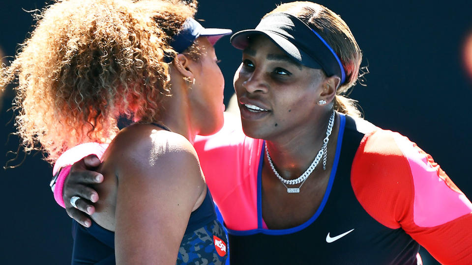 Serena Williams and Naomi Osaka, pictured here after their Australian Open semi-final.