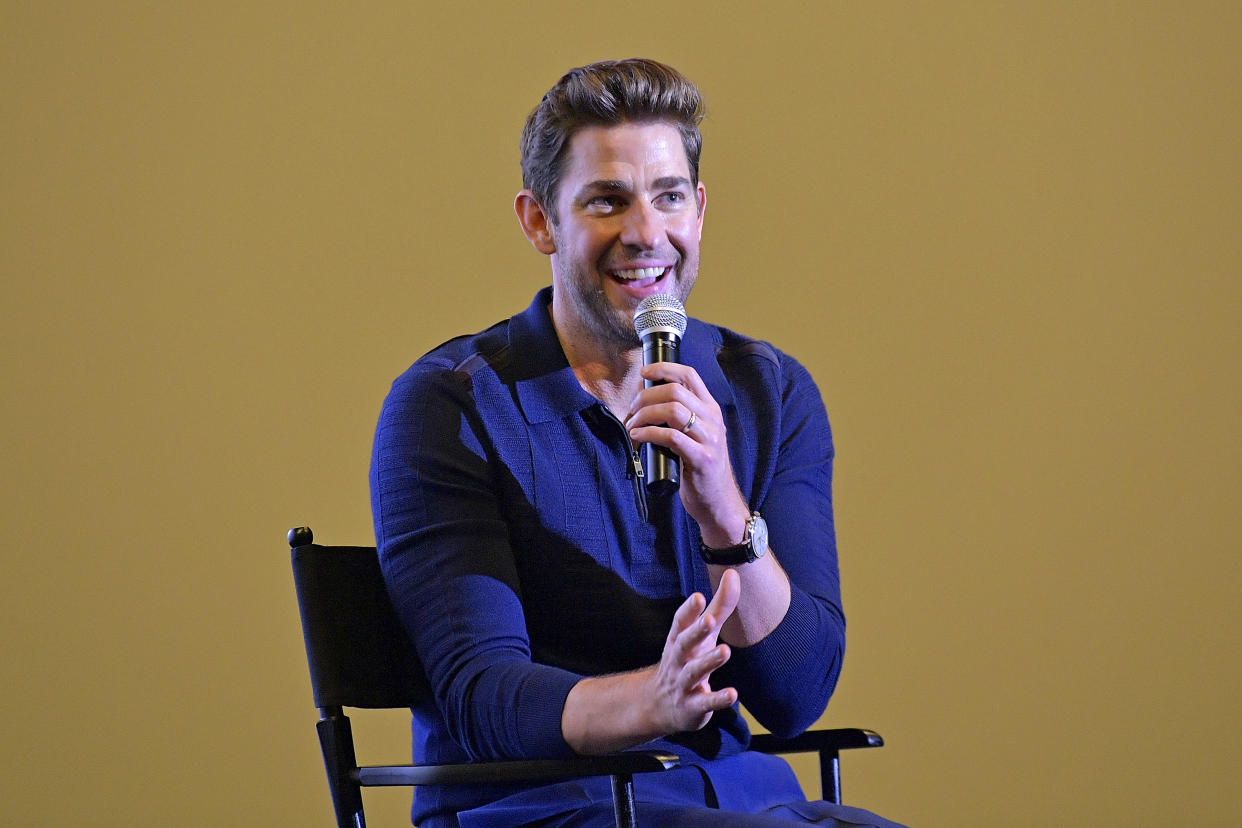 NEW YORK, NEW YORK - MAY 23: John Krasinski speaks during the Post-Screening Q&A of 'A Quiet Place Part II' at the AMC Empire 25 on May 23, 2021 in New York, New York. (Photo by Roy Rochlin/Getty Images for Paramount Pictures)