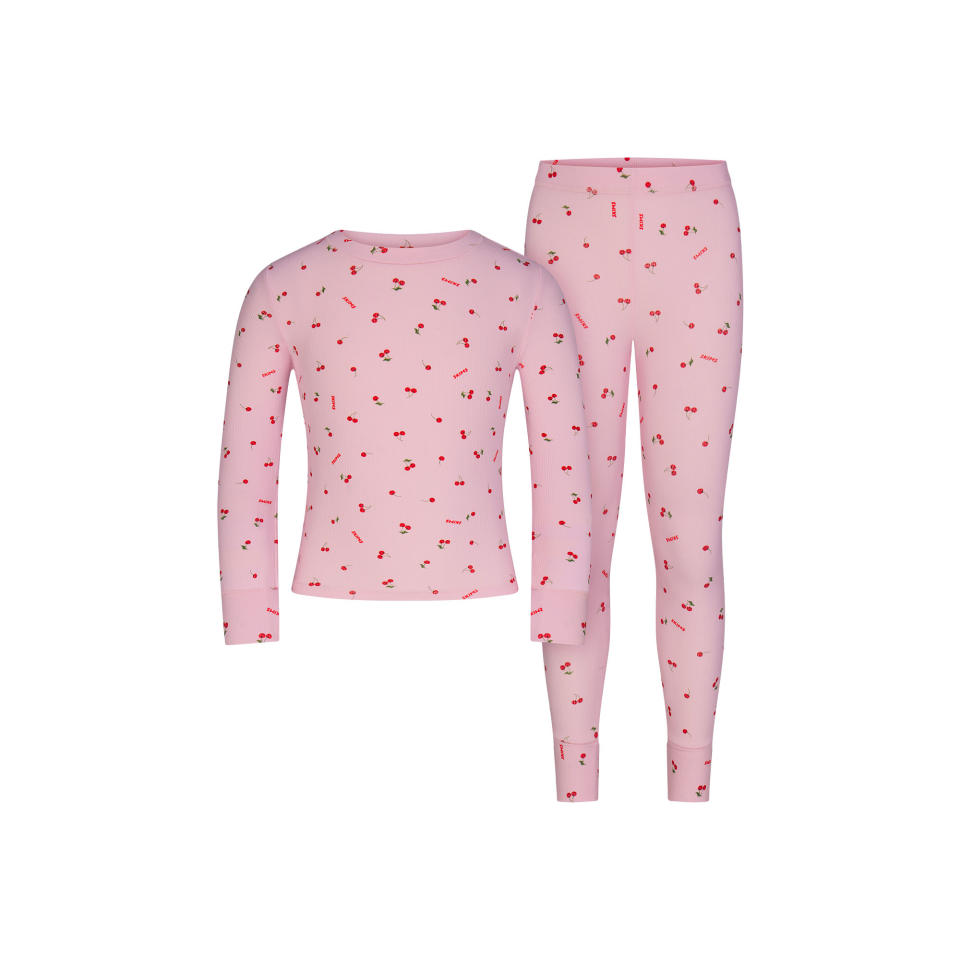 Skims cherry print kids pajama set