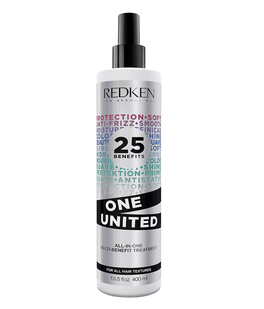 black and rainbow text bottle of Redken One United All-in-One Multi Benefit Treatment (Photo via Amazon)