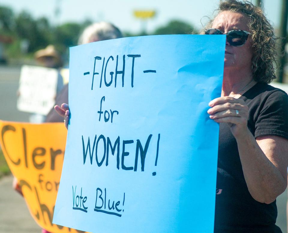 The Democratic Women's Club of Okaloosa County organized a rally Wednesday at John Sims Parkway and Government Avenue in Niceville in support of Roe v. Wade.