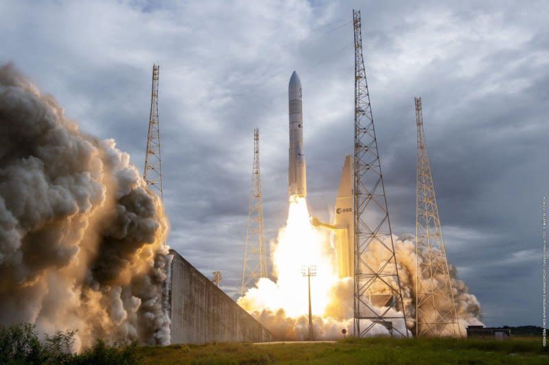 Ariane 6 launched from the European spaceport in Kourou, French Guiana, at about 4 p.m. local time. Photo courtesy of ArianeGroup/X